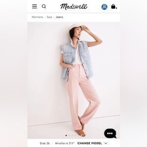 Madewell Baggy Straight Jeans Garment-Dyed Edition in Autumn Pink
